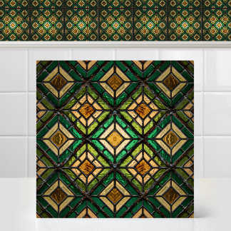 Azulejo De Cerâmica Vidro Texturizado Esmeralda Amarelo Catedral Vidro