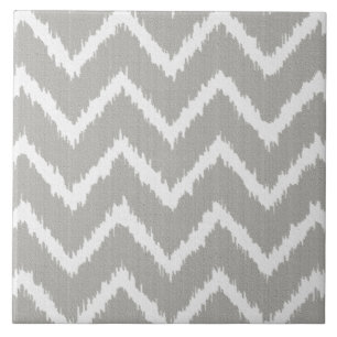 Azulejo De Cerâmica Vigas de Ikat - cinza de prata e branco