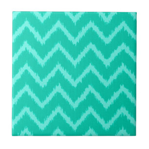Azulejo De Cerâmica Vigas de Ikat - turquesa e aqua
