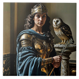 Azulejo De Cerâmica Vigília Silenciosa de Minerva - Deusa Romana