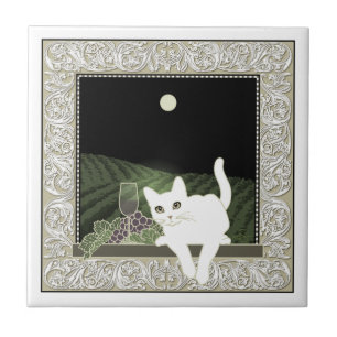Azulejo De Cerâmica Vigne, Clair de Lune e Chat Blanc