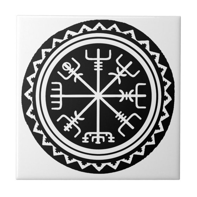 Azulejo De Cerâmica Viking Vegvisir Compass (Frente)