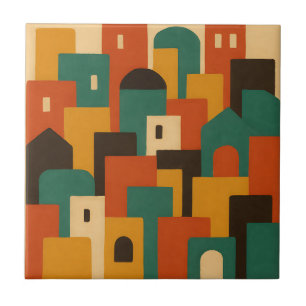 Azulejo De Cerâmica Vila Mediterrânea Geométrica Abstrata
