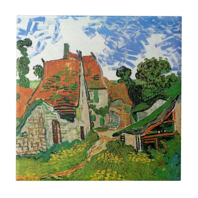 Azulejo De Cerâmica Village Street por Vincent van Gogh (Frente)