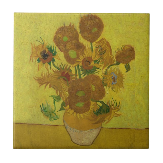 Azulejo De Cerâmica Vincent Van Gogh 15 Sunflower Painting (Frente)