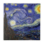 Azulejo De Cerâmica Vincent Van Gogh - A Bela Arte da Noite Estrelada<br><div class="desc">Vincent Van Gogh é a Noite Estrelada. Petróleo na canvas de 1889, Starry Night foi pintado enquanto Van Gogh estava no asilo em Santo-Remy, França, e é considerado uma de suas maiores obras-primas. Embora seja uma cena noturna, foi pintada durante o dia e representa a vista da janela no quarto...</div>