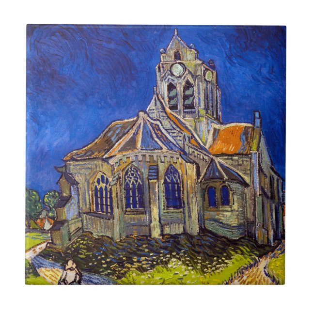 Azulejo De Cerâmica Vincent van Gogh - A Igreja em Auvers (Frente)