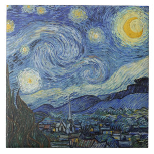 Azulejo De Cerâmica Vincent van Gogh A Noite Estelar, junho de 1889