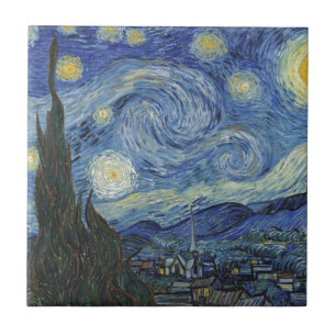 Azulejo De Cerâmica Vincent van Gogh A Noite Estrelada, junho de 188