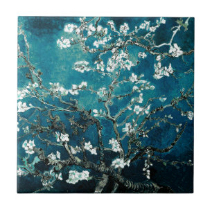 Azulejo De Cerâmica Vincent Van Gogh Almond Blossoms Dark Teal