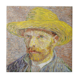Azulejo De Cerâmica Vincent van Gogh - Autorretrato com Chapéu de Palh