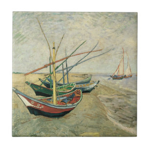Azulejo De Cerâmica Vincent van Gogh - Barcos de Pesca na Praia