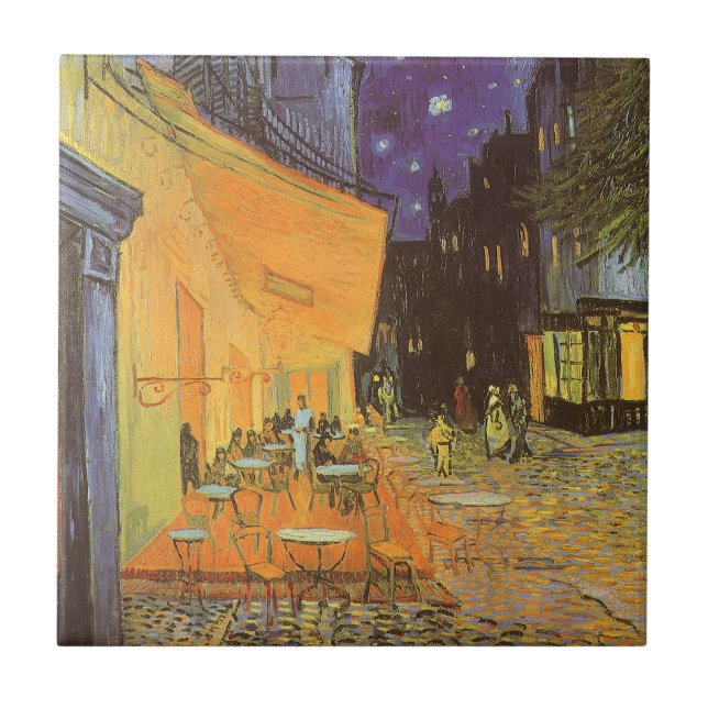 Azulejo De Cerâmica Vincent van Gogh - Cafe Terrace à Noite (Frente)