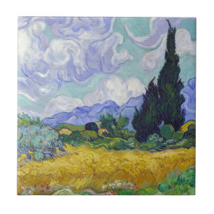 Azulejo De Cerâmica Vincent Van Gogh - Campo de Trigo com Ciprestes