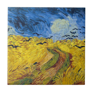 Azulejo De Cerâmica Vincent van Gogh - Campo de Trigo com Corvos