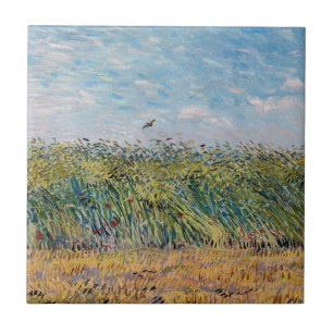 Azulejo De Cerâmica Vincent van Gogh - Campo de Trigo com uma Cotovia