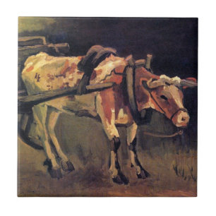 Azulejo De Cerâmica Vincent Van Gogh - Carroça Com Boi Vermelho E Bran
