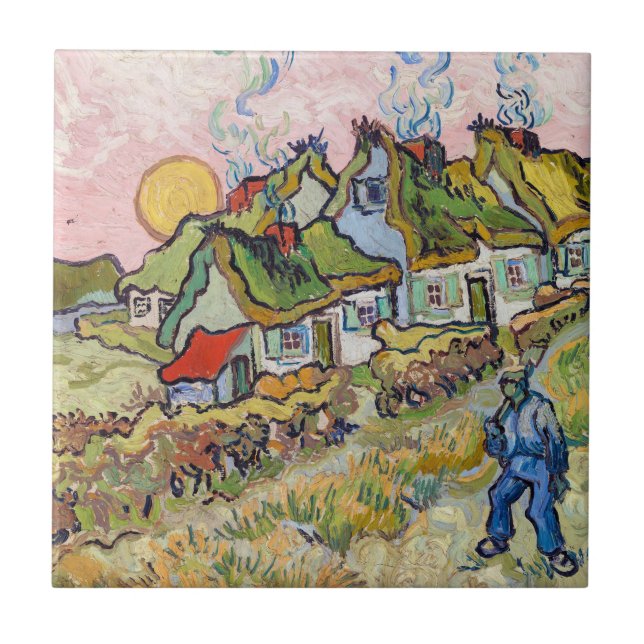 Azulejo De Cerâmica Vincent van Gogh - Casas e Figura (Frente)