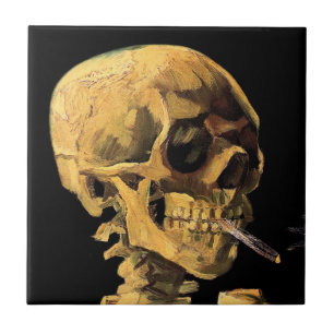 Azulejo De Cerâmica Vincent Van Gogh - Caveira Com Cigarro Aceso