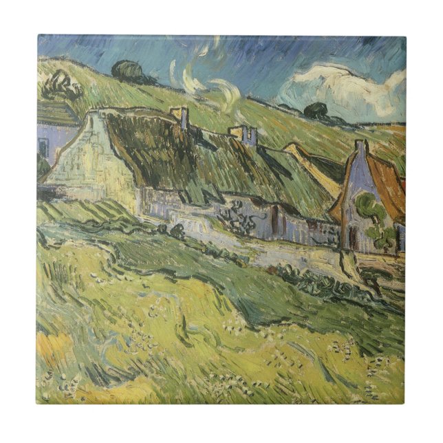 Azulejo De Cerâmica Vincent van Gogh - Cottages Thatcher (Frente)