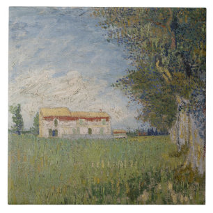 Azulejo De Cerâmica Vincent van Gogh - Farmhouse in a Wheat Field