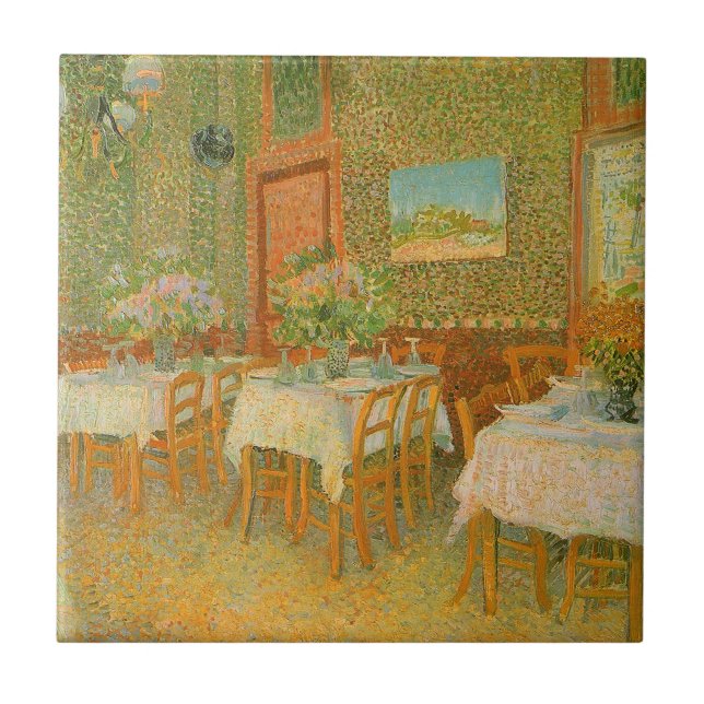 Azulejo De Cerâmica Vincent van Gogh - Interior de um Restaurante (Frente)