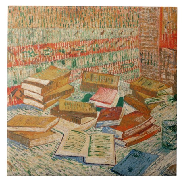 Azulejo De Cerâmica Vincent van Gogh | Livros Amarelos, 1887 (Frente)