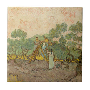 Azulejo De Cerâmica Vincent van Gogh - Mulheres Colhendo Azeitonas
