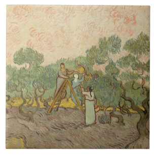 Azulejo De Cerâmica Vincent van Gogh - mulheres que escolhem azeitonas