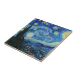 Azulejo De Cerâmica Vincent Van Gogh Na Noite Estrelada<br><div class="desc">Vincent Van Gogh é o Detalhe da Noite Estrelada</div>