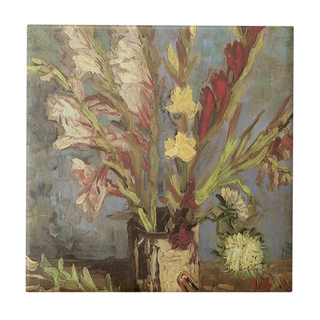 Azulejo De Cerâmica Vincent van Gogh - Natureza Morta Vaso com Gladiol (Frente)