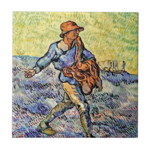 Azulejo De Cerâmica Vincent Van Gogh - O Semeador - Pintura de Arte Fi