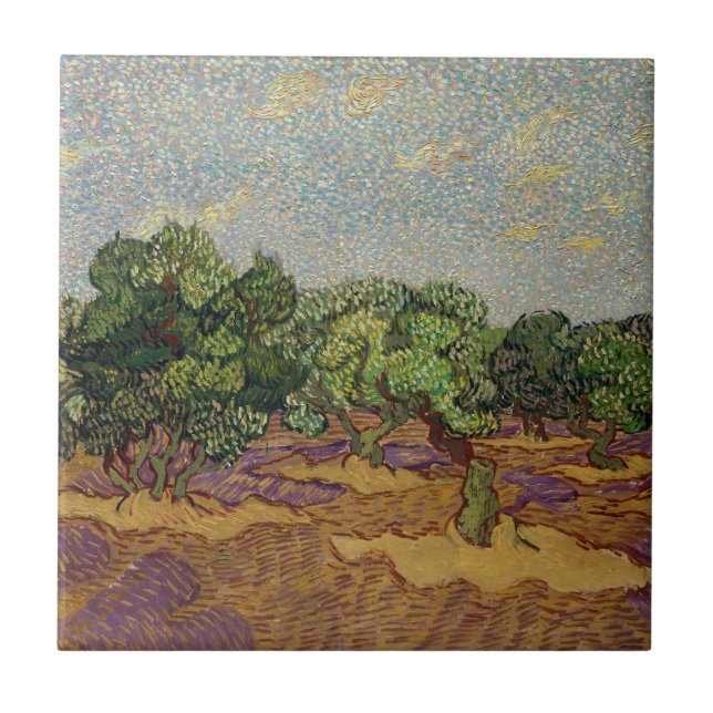 Azulejo De Cerâmica Vincent van Gogh - Oliveiras (Frente)