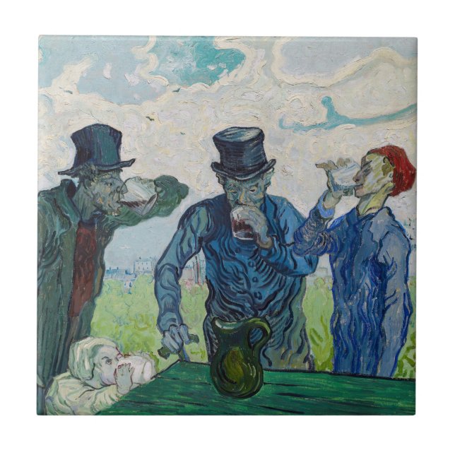Azulejo De Cerâmica Vincent van Gogh - Os Bebidas, depois de Daumier (Frente)