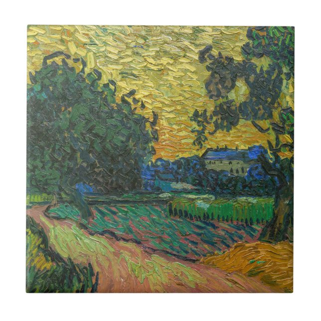 Azulejo De Cerâmica Vincent van Gogh - Paisagem em Twilight (Frente)