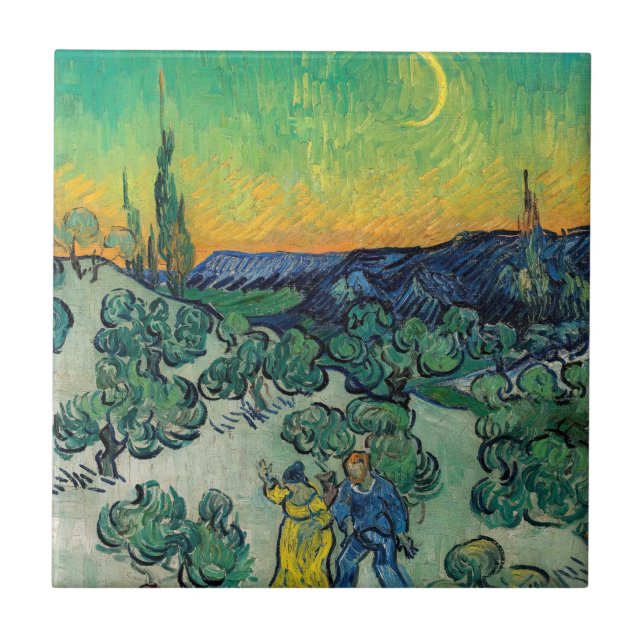 Azulejo De Cerâmica Vincent van Gogh - Paisagem lunática com Casal (Frente)