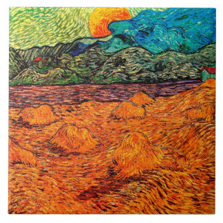 Azulejo De Cerâmica Vincent Van Gogh - Paisagem Noturna com Lua Nascen