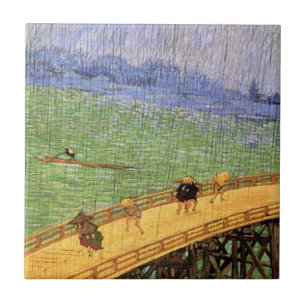 Azulejo De Cerâmica Vincent Van Gogh - Ponte Na Chuva Arte Japonesa
