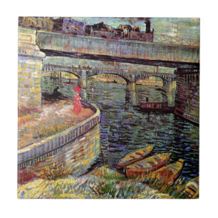 Azulejo De Cerâmica Vincent van Gogh - pontes através do Seine