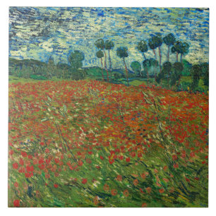 Azulejo De Cerâmica Vincent Van Gogh Poppy Field Floral Vintage Art