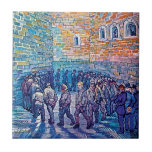 Azulejo De Cerâmica Vincent Van Gogh - Prisioneiros Exercitando-se ao