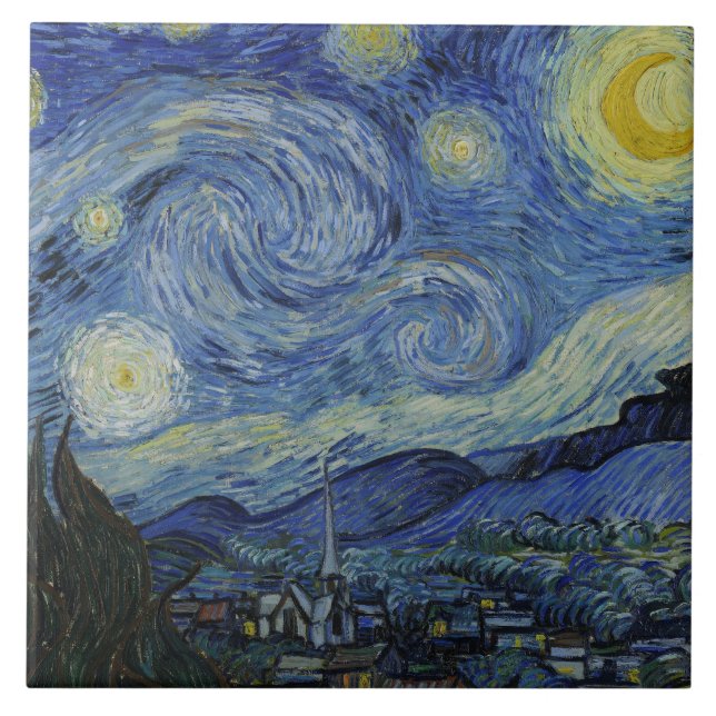 Azulejo De Cerâmica Vincent van Gogh - Starry Night (Frente)