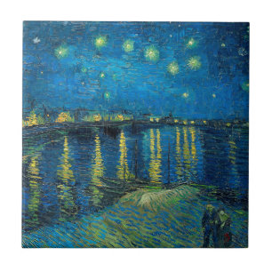 Azulejo De Cerâmica Vincent Van Gogh Starry Night Over the Rhone
