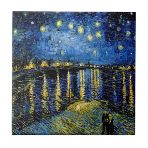 Azulejo De Cerâmica Vincent Van Gogh Starry Night Over The Rhone 1888