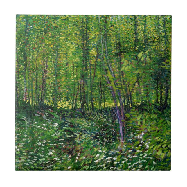 Azulejo De Cerâmica Vincent Van Gogh Trees E Subcrescimento (Frente)