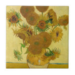 Azulejo De Cerâmica Vincent van Gogh - Vase com Quinze Girassóis<br><div class="desc">Vase com Quinze Girassóis / Vase avec quinze Tornesols - Vincent Van Gogh,  agosto de 1888 - Girassóis versão 1888 (F454)</div>