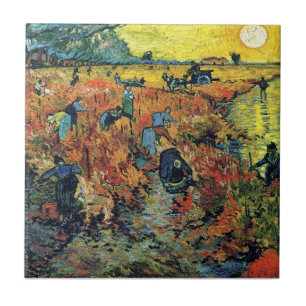 Azulejo De Cerâmica Vincent van Gogh - vinhedo vermelho na pintura de