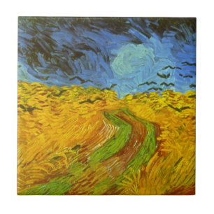 Azulejo De Cerâmica Vincent van Gogh Wheat Field com Crows
