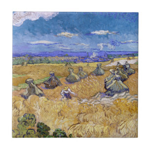 Azulejo De Cerâmica Vincent van Gogh - Wheat Stacks with Reapers