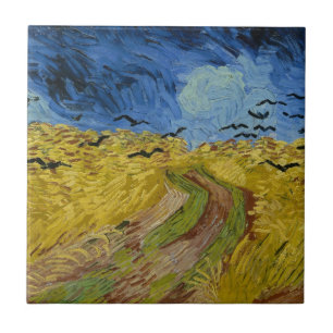 Azulejo De Cerâmica Vincent van Gogh - Wheatfield com corvos